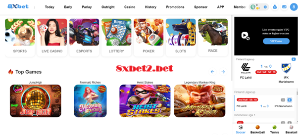 Trải nghiệm vô số trò chơi và đặt cược thể thao tại 8xbet